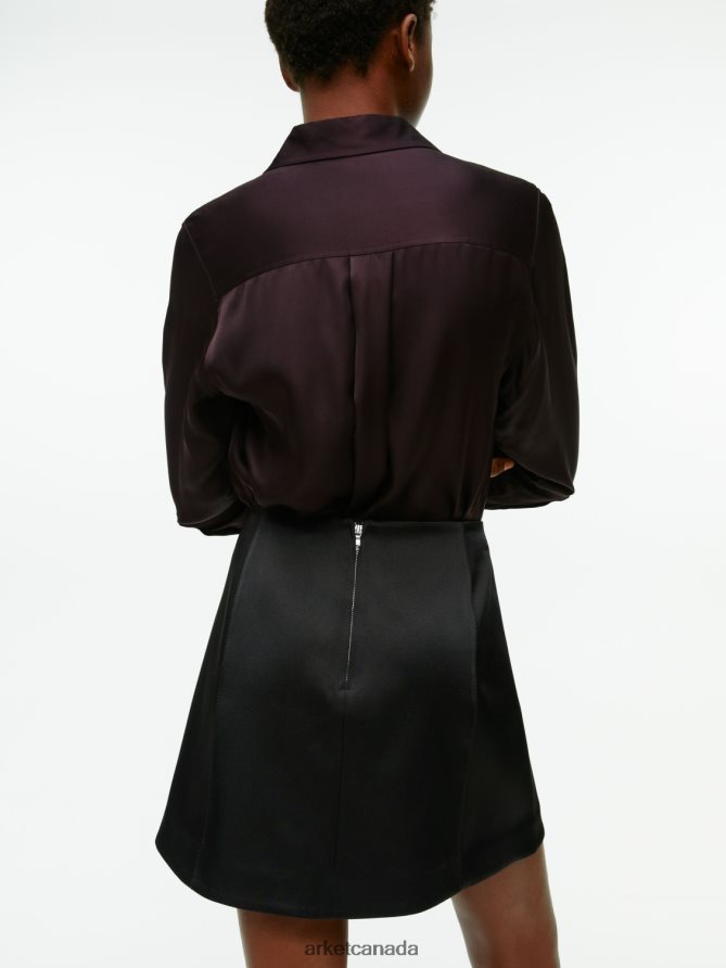 ARKET Clothing 4L826J236 Black Satin Mini Skirt Women