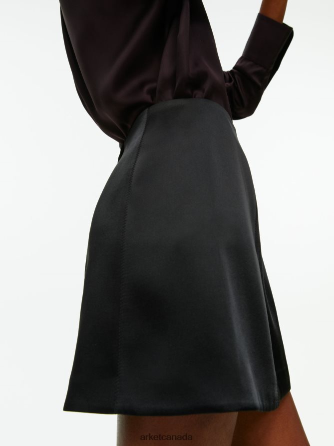 ARKET Clothing 4L826J236 Black Satin Mini Skirt Women