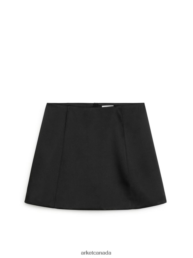 ARKET Clothing 4L826J236 Black Satin Mini Skirt Women