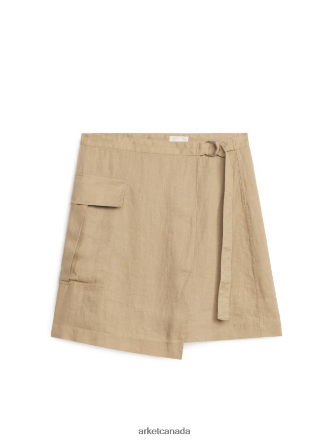 ARKET Clothing 4L826J237 Dark Beige Utility Linen Skirt Women