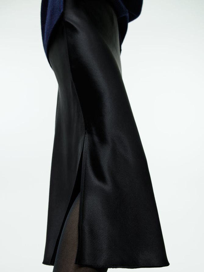ARKET Clothing 4L826J241 Black Bias-Cut Satin Skirt Women