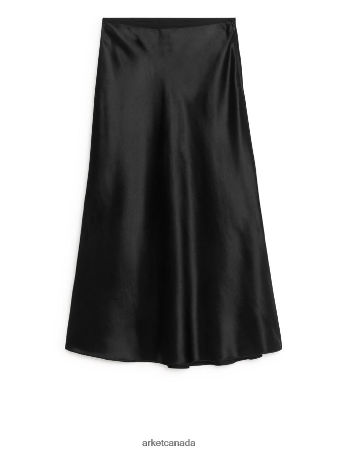 ARKET Clothing 4L826J241 Black Bias-Cut Satin Skirt Women