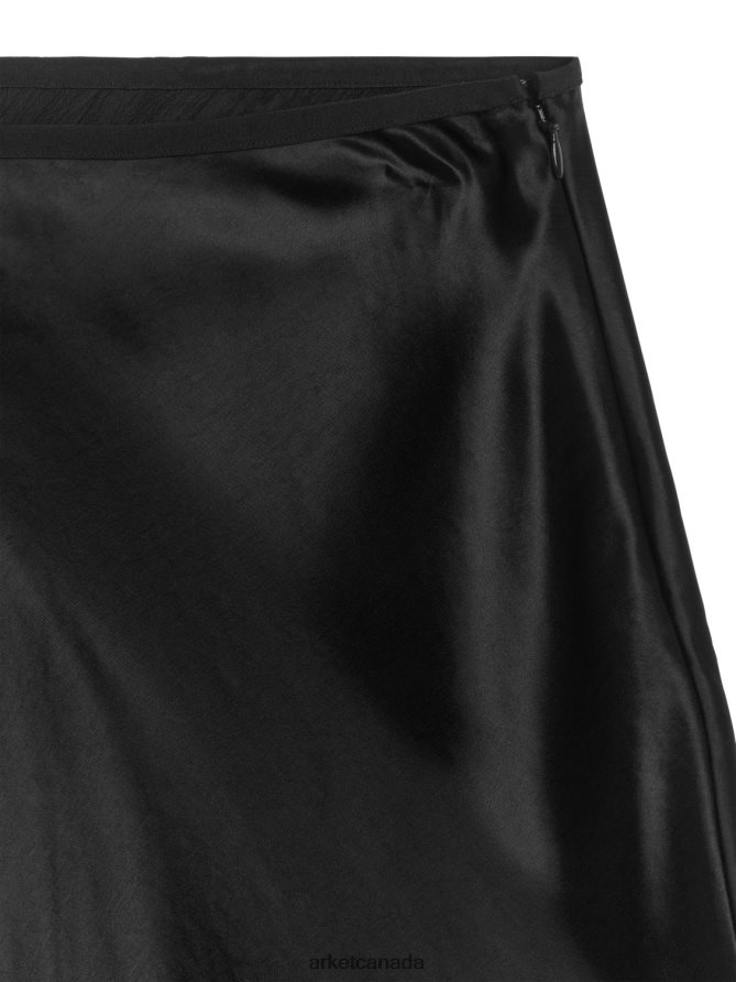 ARKET Clothing 4L826J241 Black Bias-Cut Satin Skirt Women