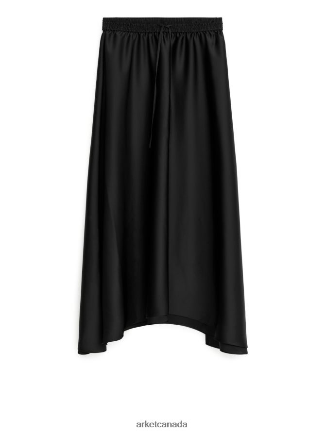ARKET Clothing 4L826J243 Black Midi Satin Skirt Women