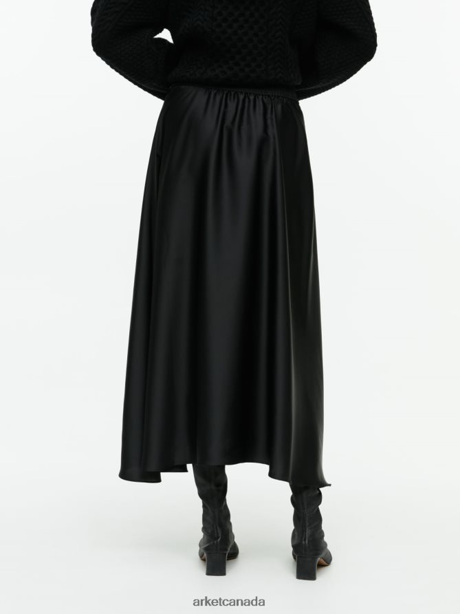 ARKET Clothing 4L826J243 Black Midi Satin Skirt Women