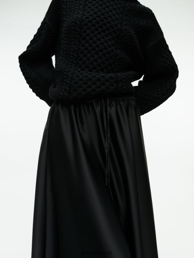 ARKET Clothing 4L826J243 Black Midi Satin Skirt Women