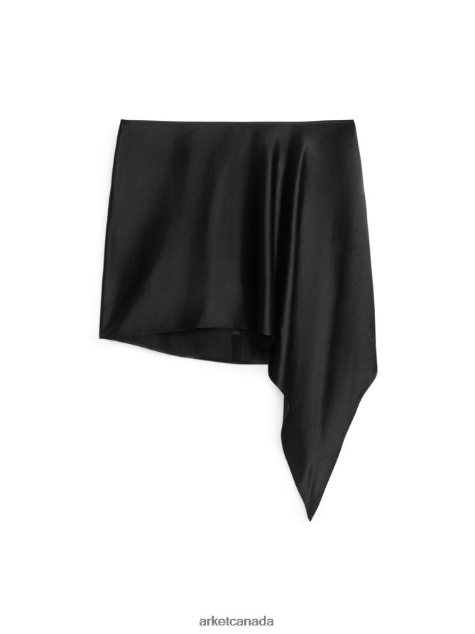 ARKET Clothing 4L826J246 Dark Grey Satin Mini Skirt Women