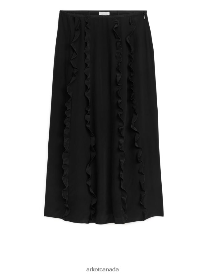 ARKET Clothing 4L826J251 Black Frilled Midi Skirt Women