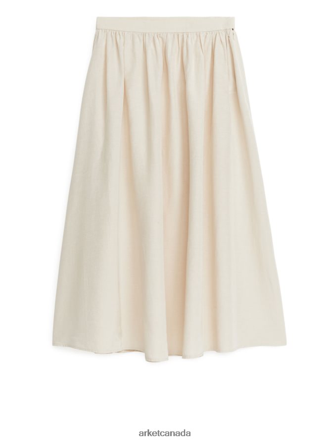 ARKET Clothing 4L826J252 Off-White Textured Linen Blend Skirt Women