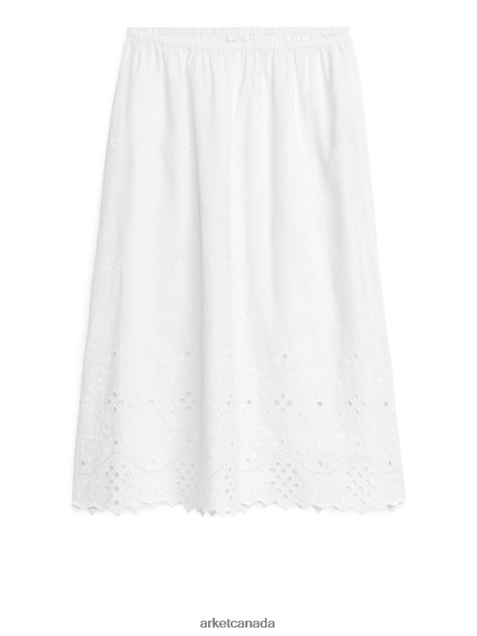 ARKET Clothing 4L826J253 White Embroidered Skirt Women