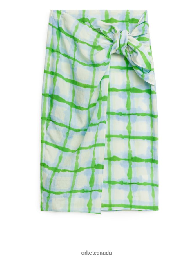 ARKET Clothing 4L826J254 White/Green/Blue Print Wrap Skirt Women