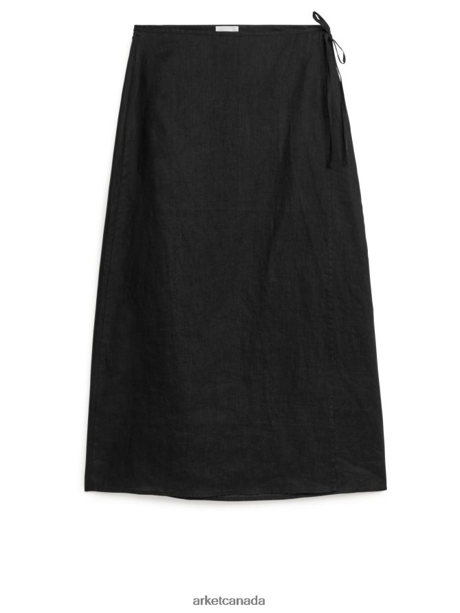 ARKET Clothing 4L826J256 Black Linen Wrap Skirt Women