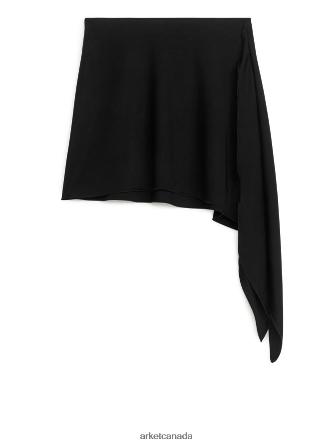 ARKET Clothing 4L826J259 Black Asymmetric Jersey Mini Skirt Women