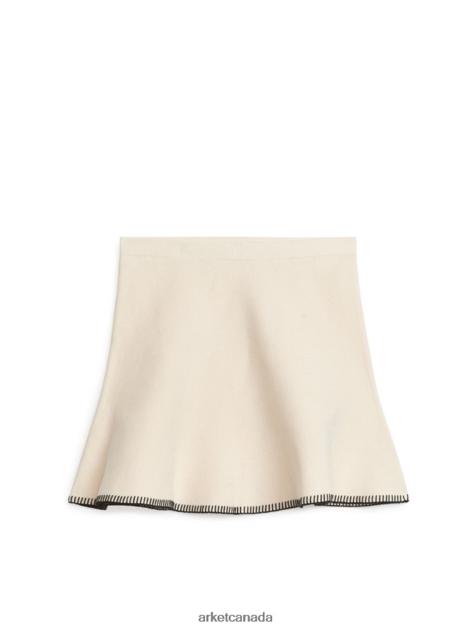 ARKET Clothing 4L826J264 Off White/Black Knitted Mini Skirt Women