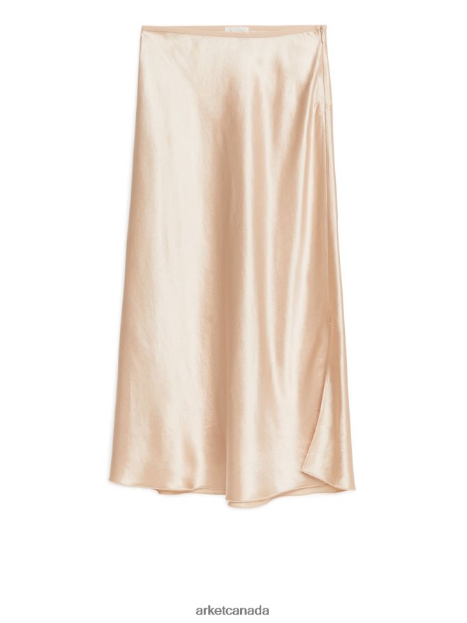 ARKET Clothing 4L826J268 Light Beige Bias-Cut Satin Skirt Women