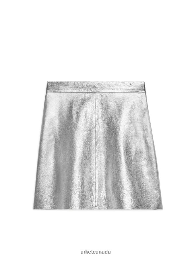 ARKET Clothing 4L826J270 Silver Leather Mini Skirt Women