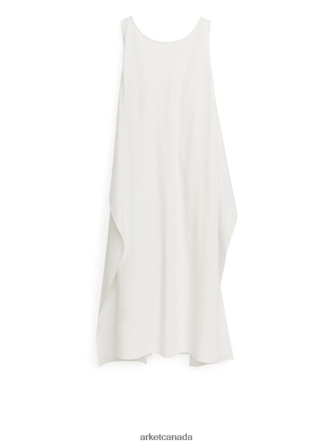 ARKET Clothing 4L826J70 White Poplin Detailed Jersey Dress Women