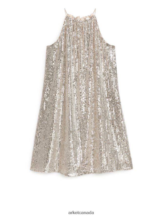 ARKET Clothing 4L826J79 Silver Sequin Strap Dress Women