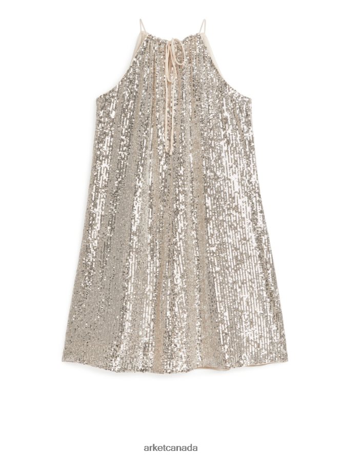 ARKET Clothing 4L826J79 Silver Sequin Strap Dress Women