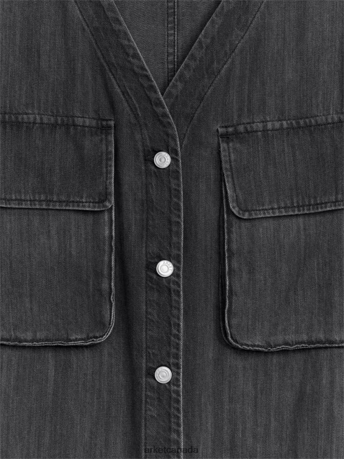 ARKET Clothing 4L826J84 Washed Black Utility Denim Dress Women