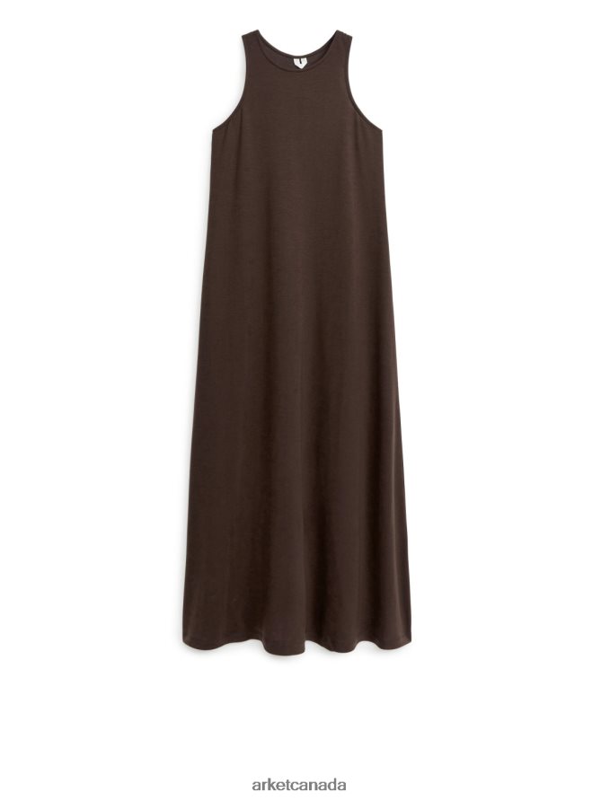 ARKET Clothing 4L826J85 Dark Brown Racerback Beach Dress Women