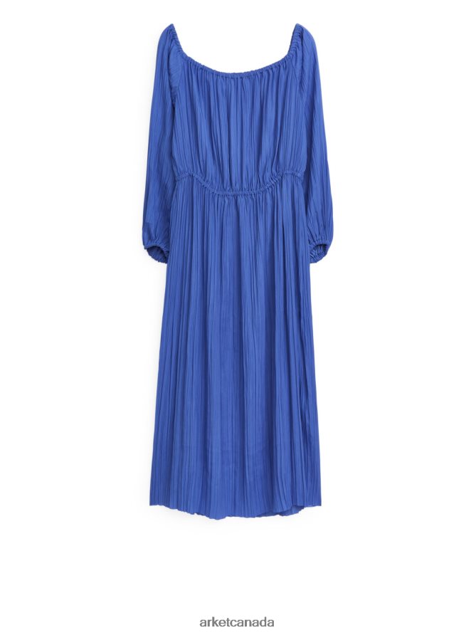 ARKET Clothing 4L826J87 Blue Crinkled Midi Dress Women