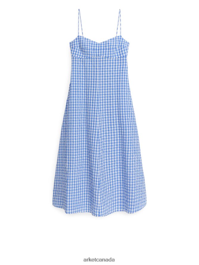ARKET Clothing 4L826J92 Blue/White Midi Cotton Strap Dress Women