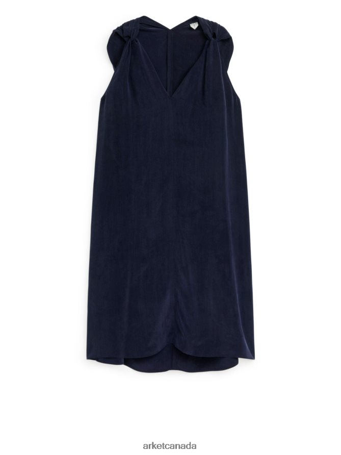 ARKET Clothing 4L826J94 Dark Blue Knot Cupro Dress Women