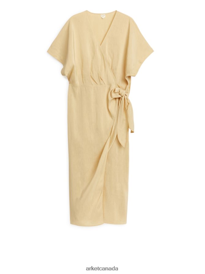 ARKET Clothing 4L826J97 Beige Linen Wrap Dress Women