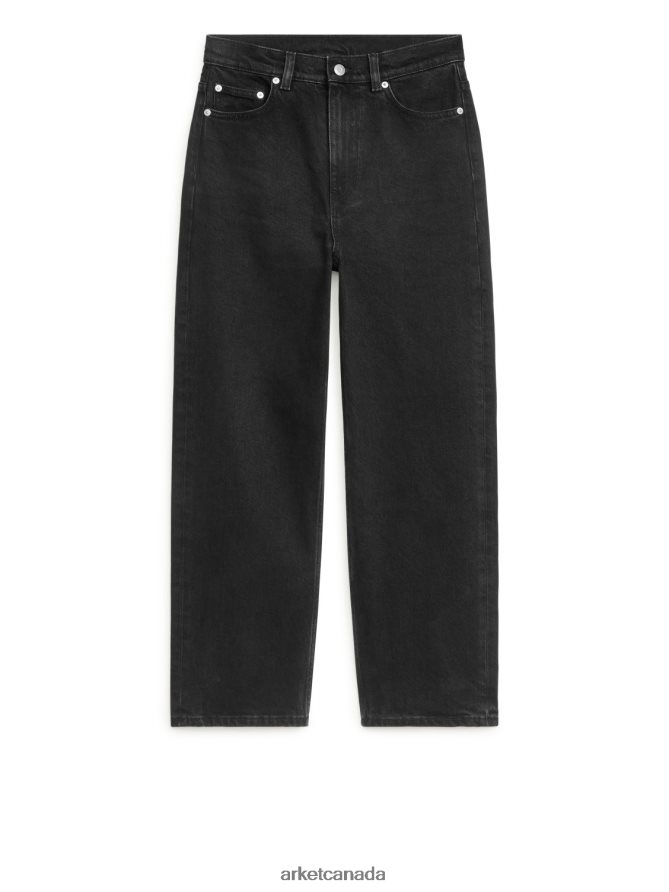 ARKET Clothing 4L826J145 Greyish Black ROSE Cropped Straight Stretch Jeans Women