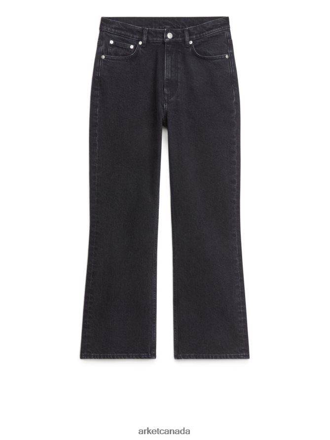 ARKET Clothing 4L826J146 Vintage Black FERN CROPPED Flared Stretch Jeans Women