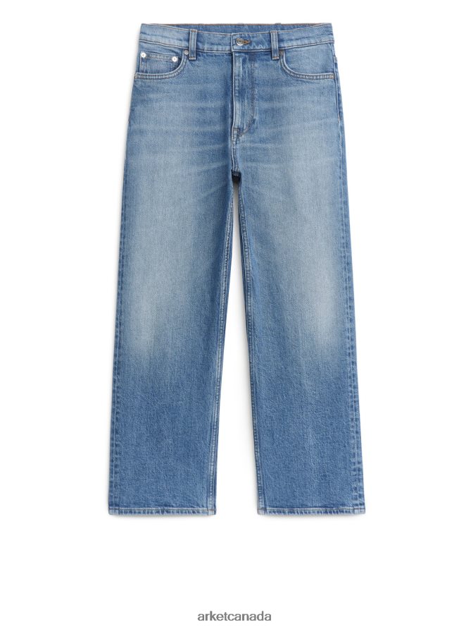 ARKET Clothing 4L826J157 Blue ROSE Cropped Straight Stretch Jeans Women