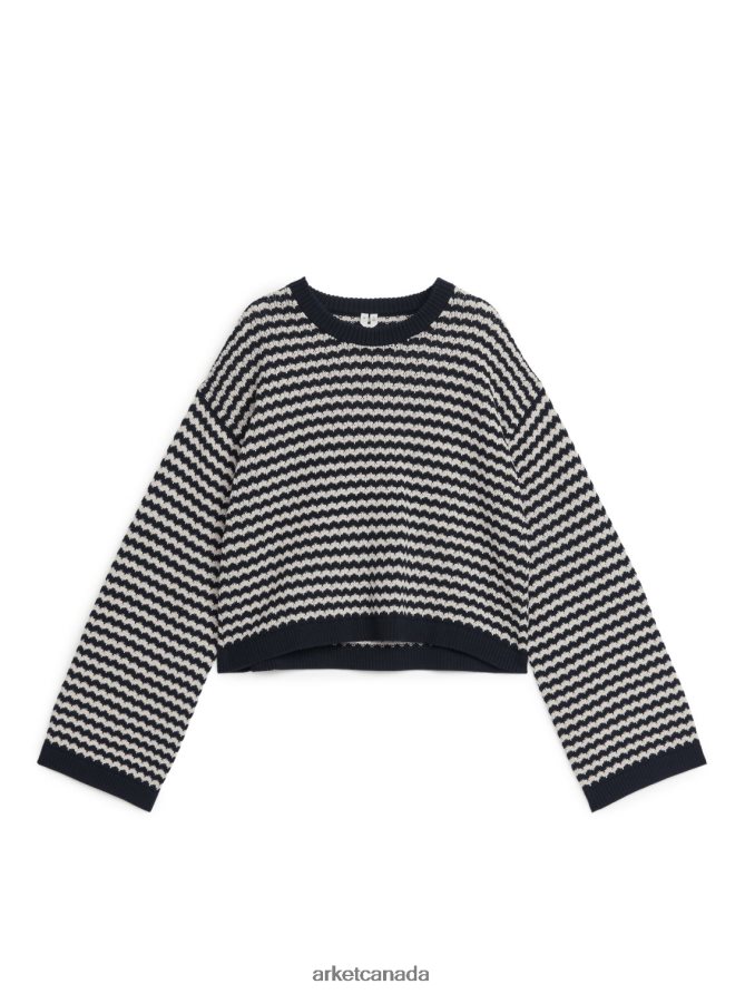 ARKET Clothing 4L826J394 Dark Blue/White Cotton Jumper Women