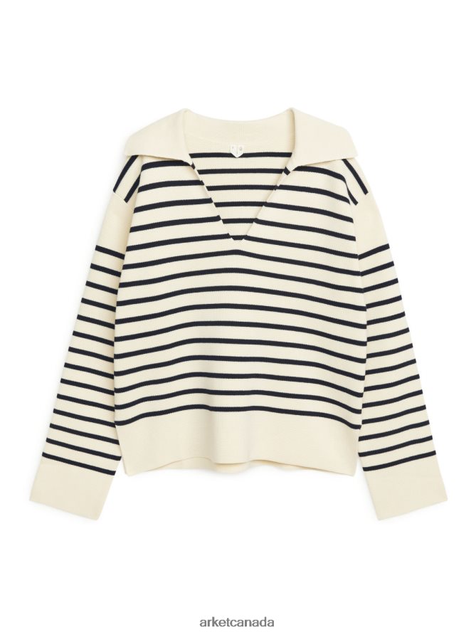 ARKET Clothing 4L826J395 Off White/Black Cotton Jumper Women