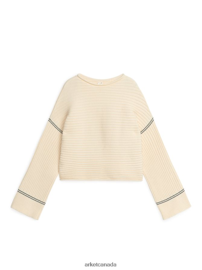 ARKET Clothing 4L826J400 Off-White Rib-Knitted Cotton Jumper Women