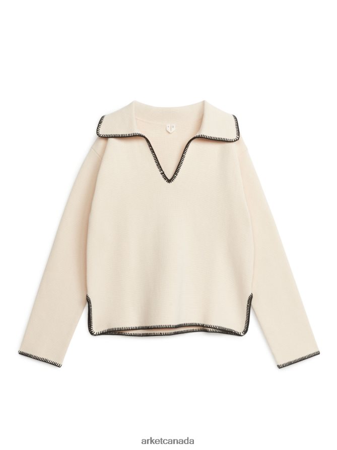 ARKET Clothing 4L826J401 Off White/Black Cotton Jumper Women