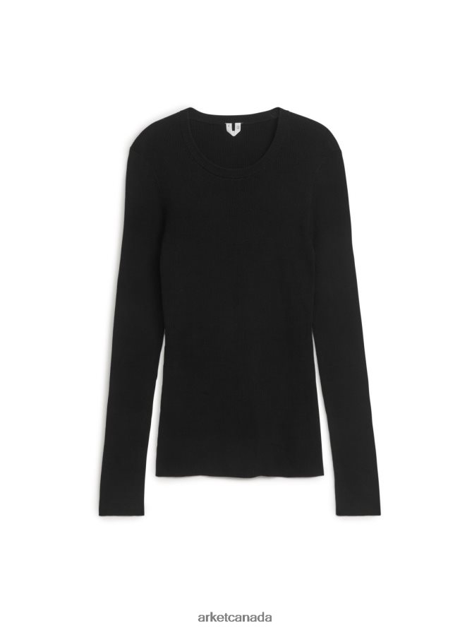 ARKET Clothing 4L826J408 Black Ribbed Cotton Jumper Women