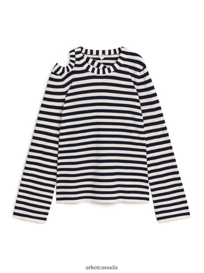 ARKET Clothing 4L826J414 Off-White/Black Cut-Out Jumper Women