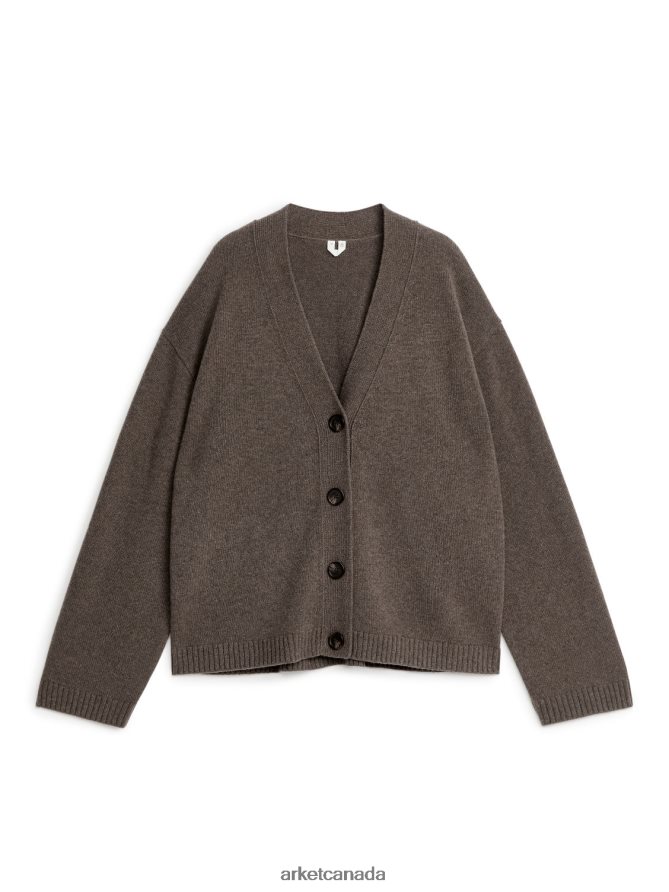 ARKET Clothing 4L826J423 Brown Melange Cashmere Cardigan Women