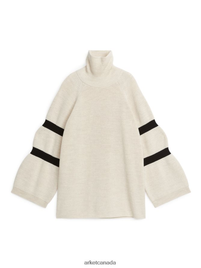 ARKET Clothing 4L826J426 Off White/Black Wool Cotton Blend Jumper Women