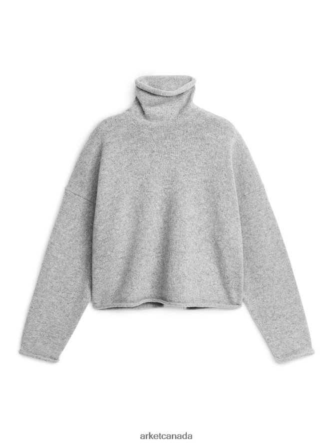 ARKET Clothing 4L826J427 Grey Melange High-Neck Wool Jumper Women