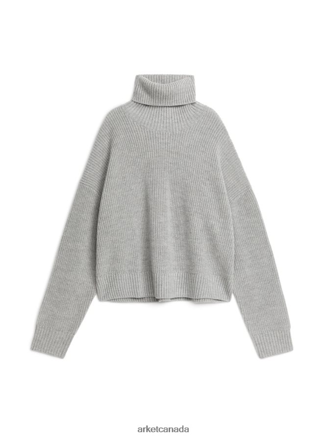 ARKET Clothing 4L826J428 Grey Wool Cashmere Roll-Neck Jumper Women