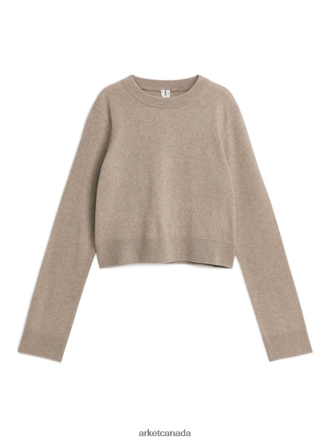 ARKET Clothing 4L826J429 Beige Cropped Cashmere Jumper Women