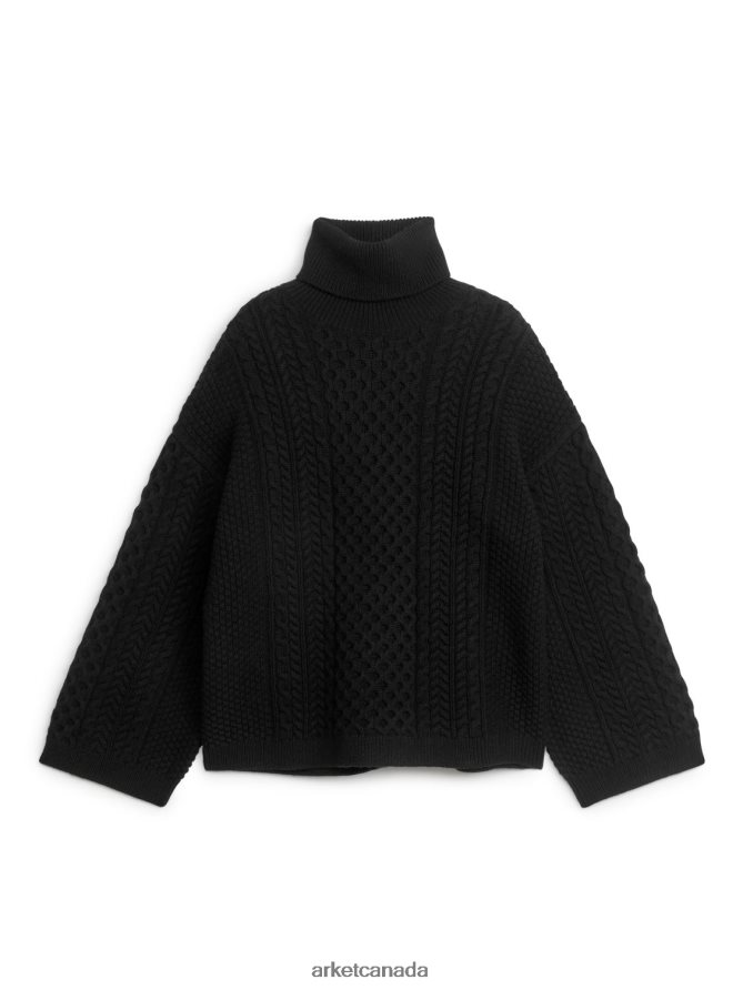 ARKET Clothing 4L826J431 Black Cable-Knit Wool Jumper Women