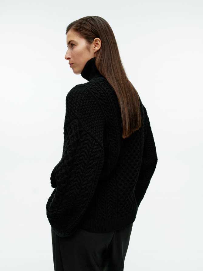 ARKET Clothing 4L826J431 Black Cable-Knit Wool Jumper Women