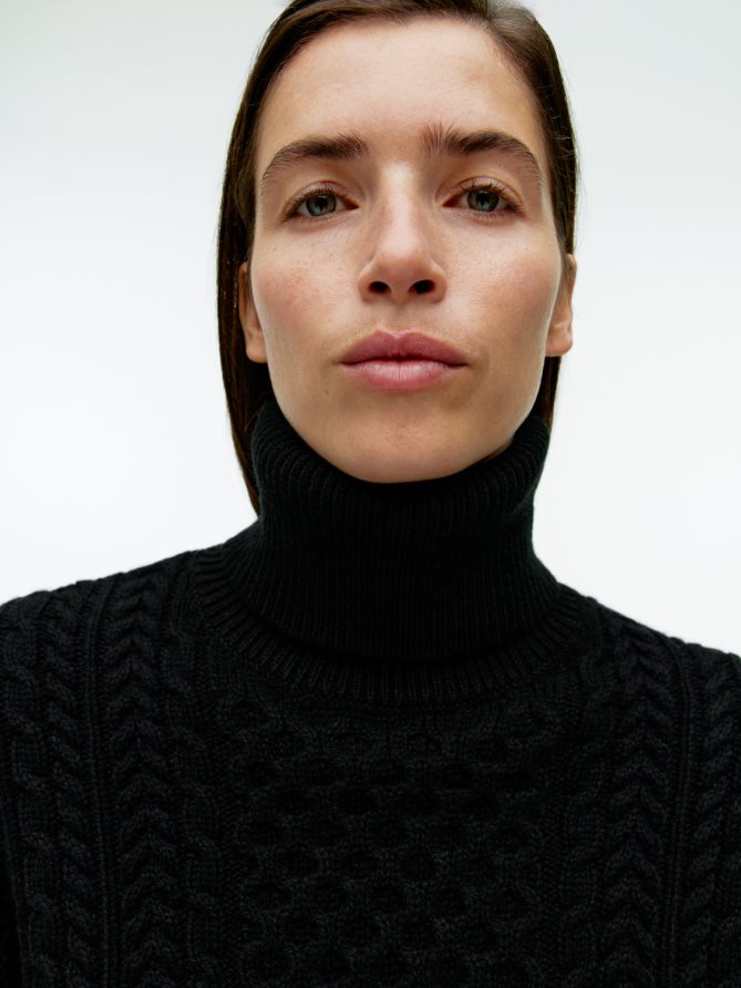 ARKET Clothing 4L826J431 Black Cable-Knit Wool Jumper Women