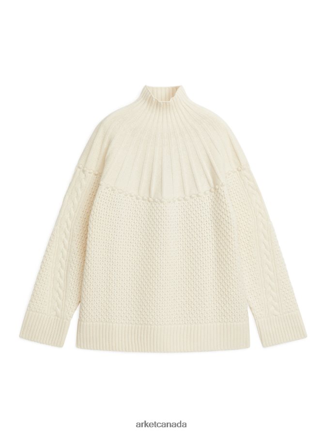 ARKET Clothing 4L826J434 Off White Wool Cable Jumper Women