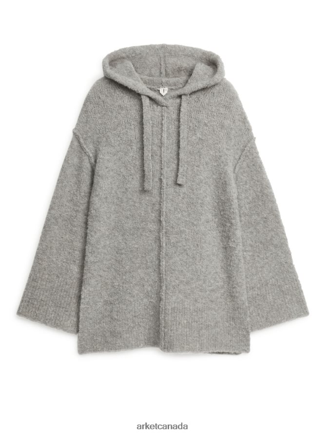 ARKET Clothing 4L826J435 Grey Alpaca Blend Boucle Hoodie Women