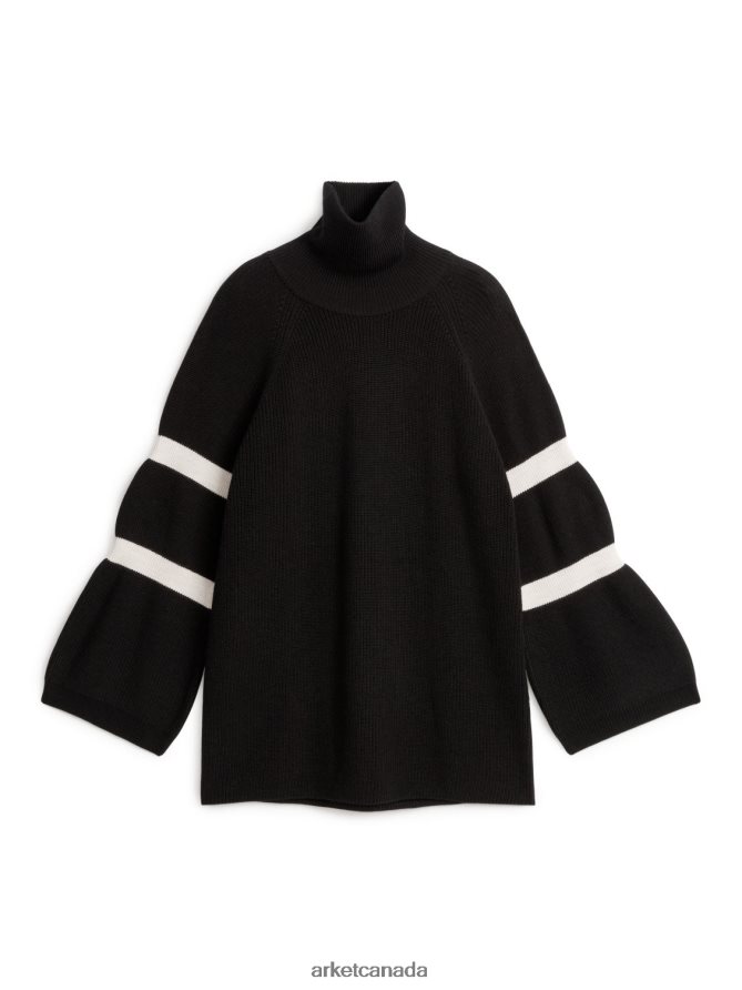 ARKET Clothing 4L826J437 Black/Off White Wool Cotton Blend Jumper Women