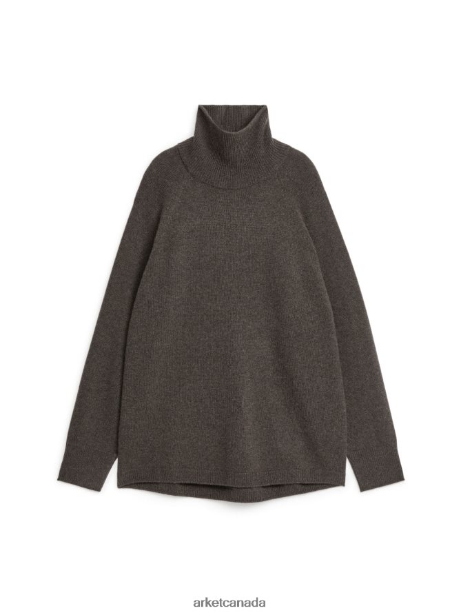 ARKET Clothing 4L826J438 Dark Brown Raglan-Sleeve Cashmere Roll-Neck Jumper Women